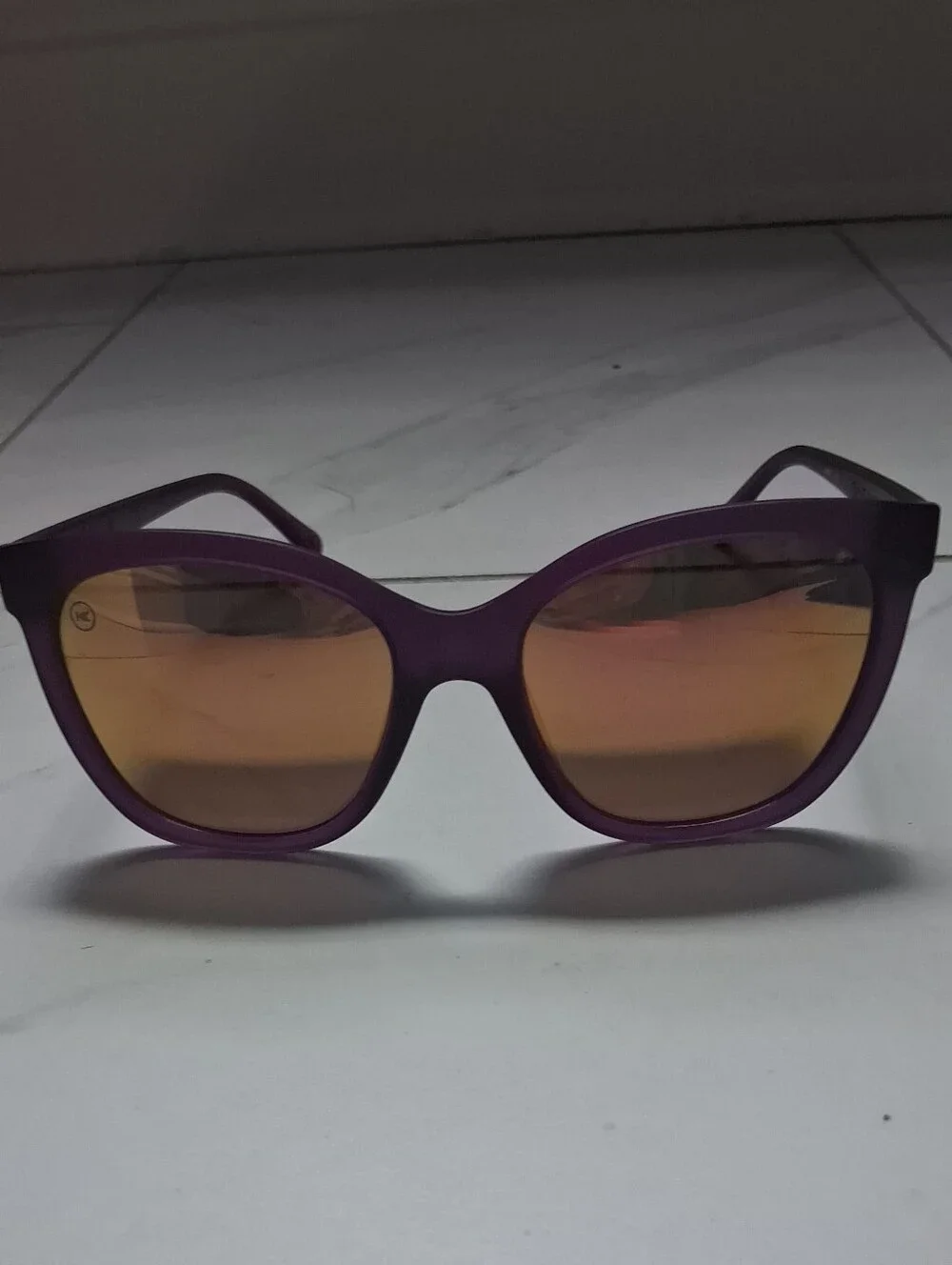 Kensie Purple Frame Sunglasses with Rose-Gold Mirror Lenses